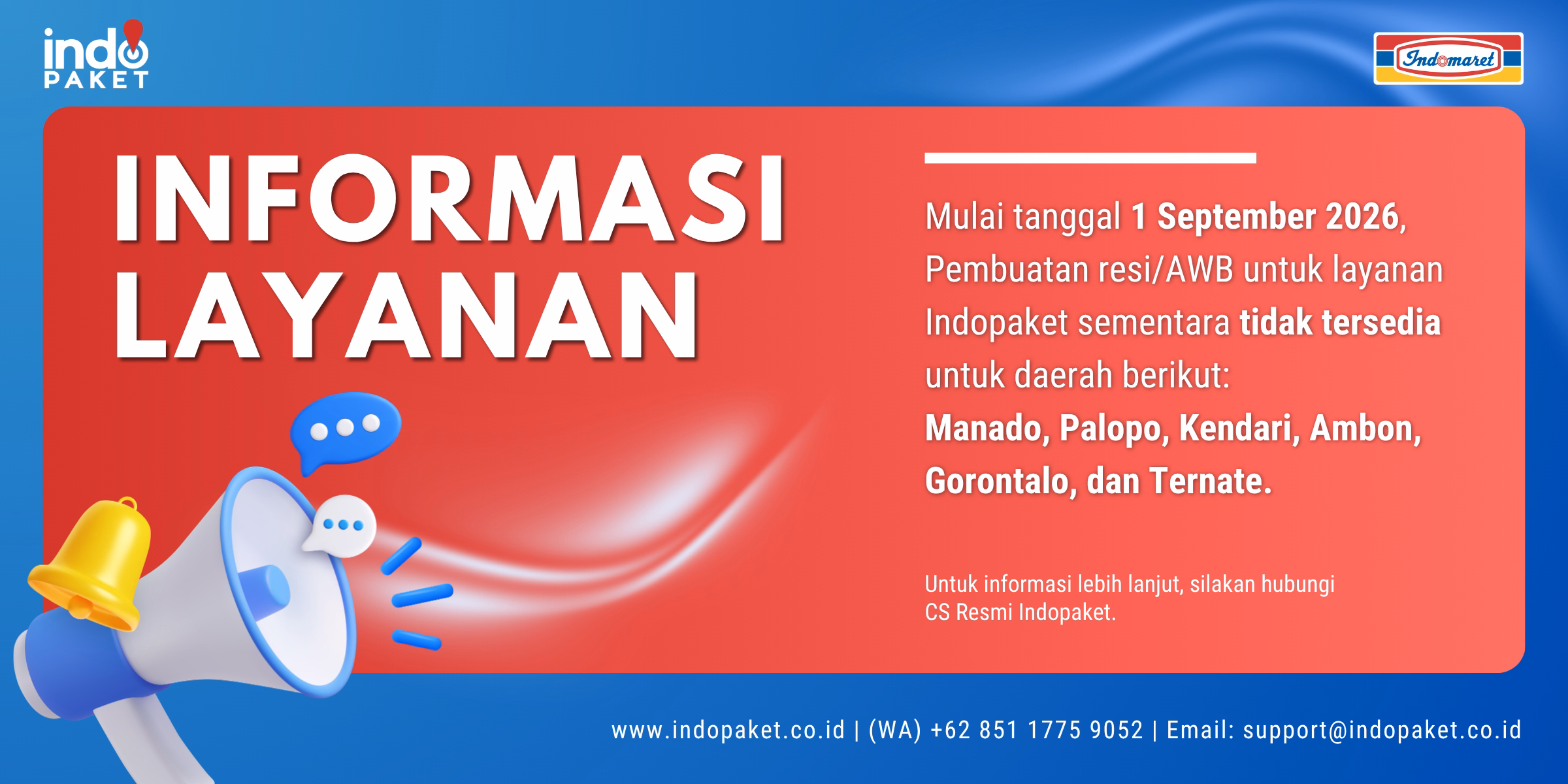 Info Layanan Indopaket 1 September 2026